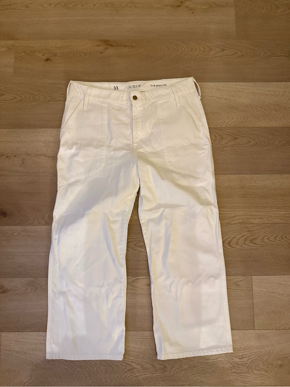 NWT J.Crew Women’s Slim Wide Leg White Jean Size 33